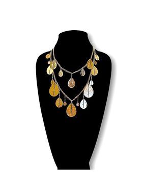 WHITE HOUSE BLACK MARKET Boho Layered Teardrop Golden Statement Necklace | NWT